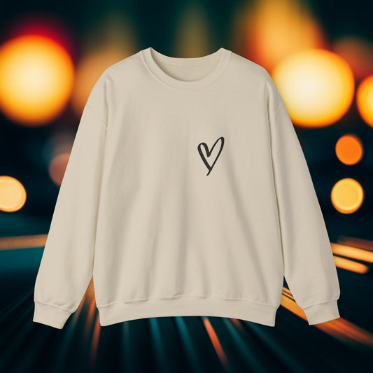 She Overcame T-Shirt with Heart Logo -Unisex Heavy Blend™ Crewneck Sweatshirt